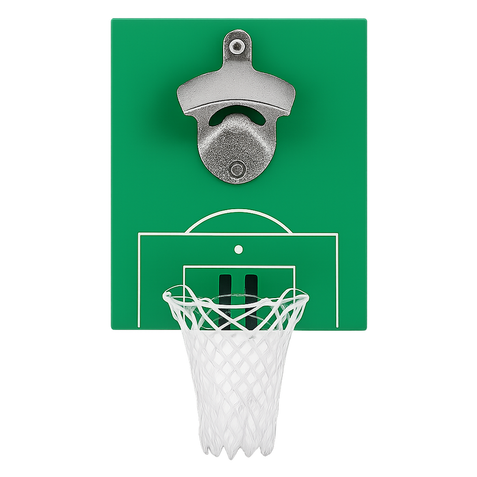 Flesopener in de vorm van een sportveld